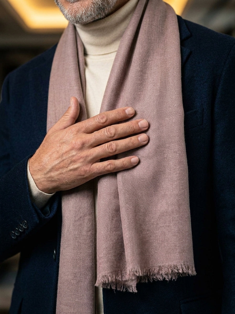 Stola marrone chiaro in lana e cashmere DIXXIE