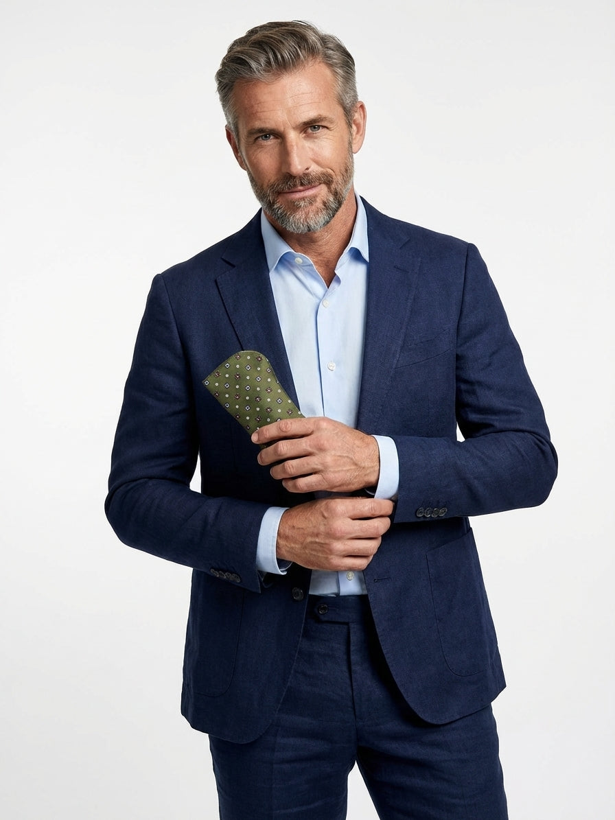 Portaocchiali verde OLIMPIA in seta stampata inglese