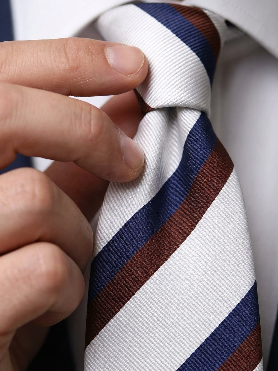 Cravatta 3 pieghe JOE in seta jacquard bianco\blu