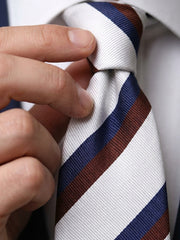 Cravatta 3 pieghe JOE in seta jacquard bianco\blu