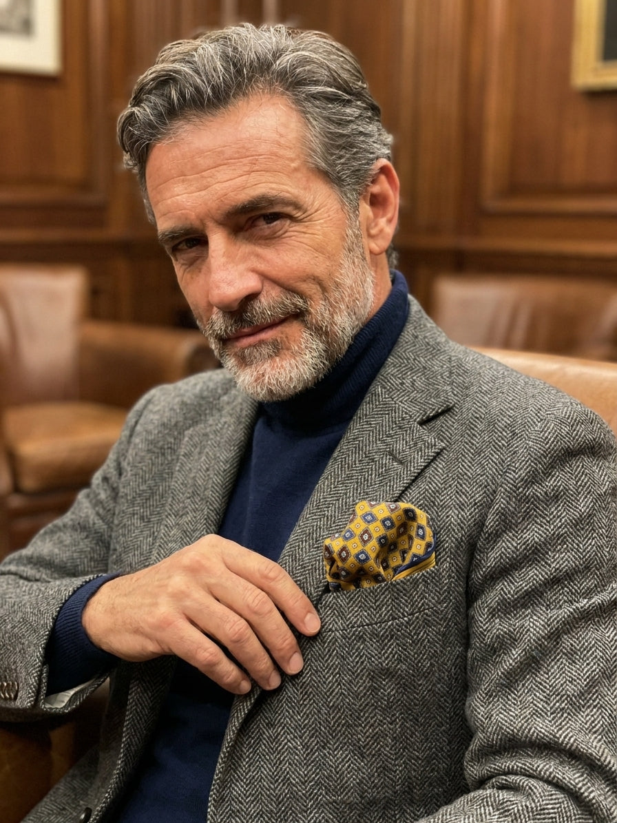 Fazzoletto da taschino giallo XL in seta twill HAVOCK