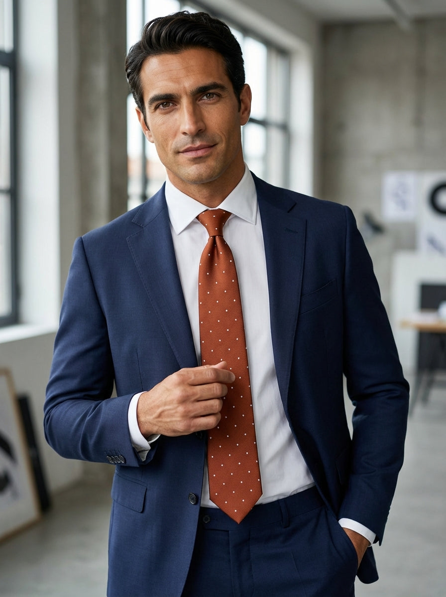 Cravatta 3 pieghe CARAMELLO seta jacquard marrone chiaro