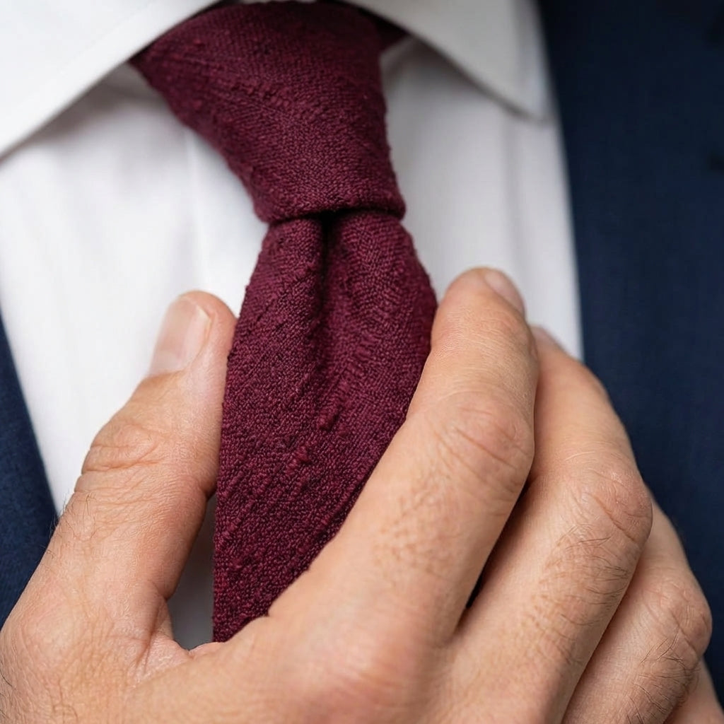 Cravatta 3 Pieghe bordeaux FARMA Seta shantung