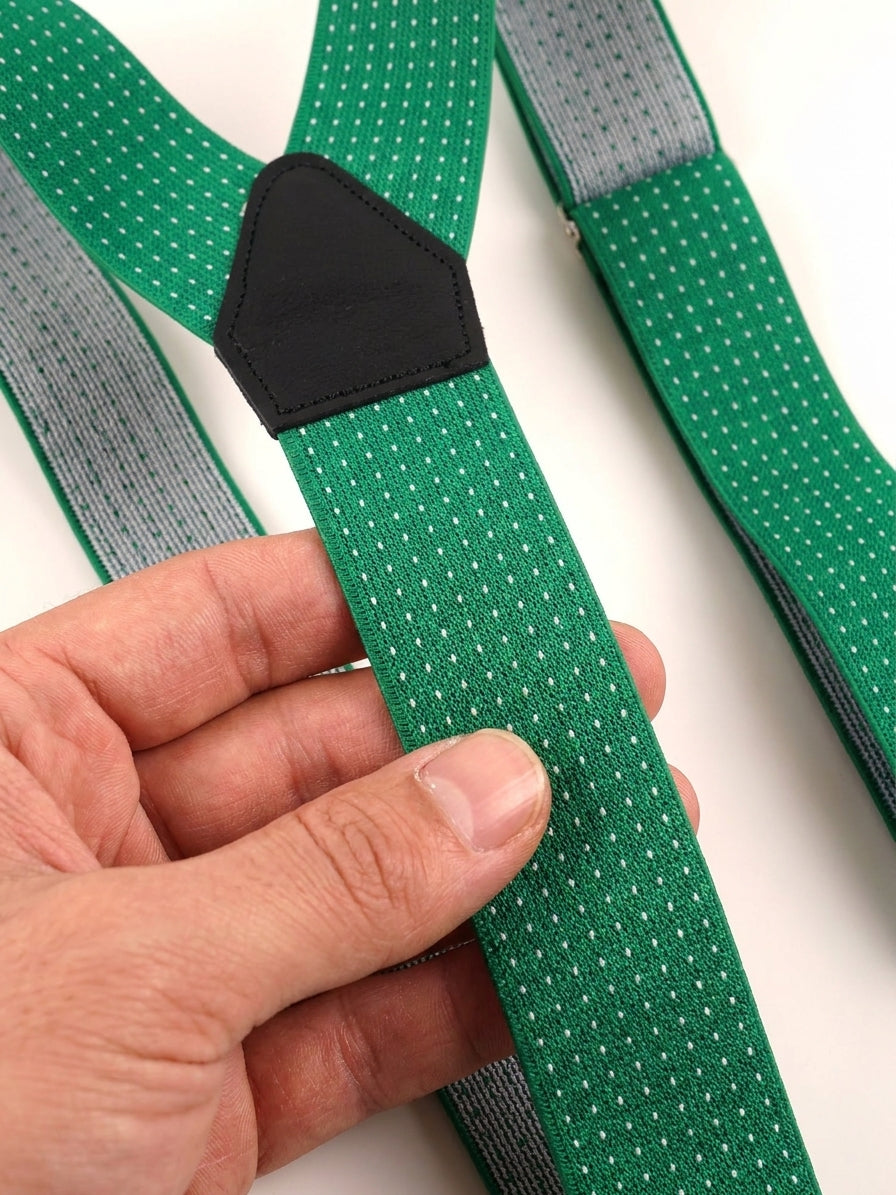 Bretella a Y in elastico a pois con lacci e clip ELASTIC Verde