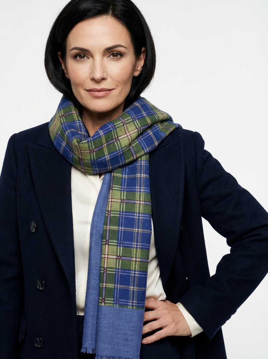 Sciarpa doppiata in seta/lana VIOLET Celeste/Blu