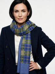 Sciarpa doppiata in seta/lana VIOLET Celeste/Blu