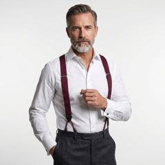 Bretella a Y in 100% seta inglese con lacci e clip DACCA Bordeaux