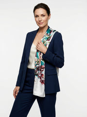 Stola in pura seta raso stampato Bianco MONTRE