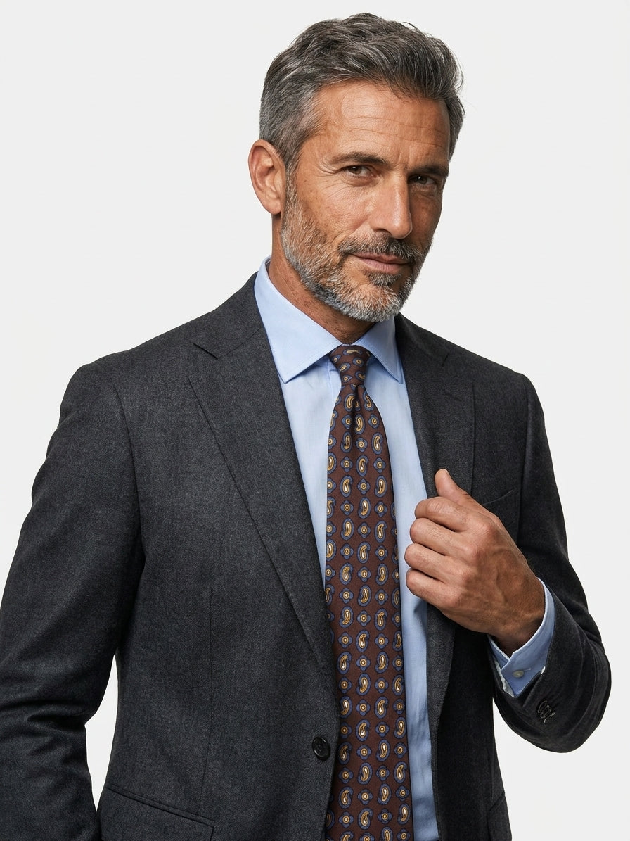 Cravatta 3 pieghe marrone in seta madder TOMMY