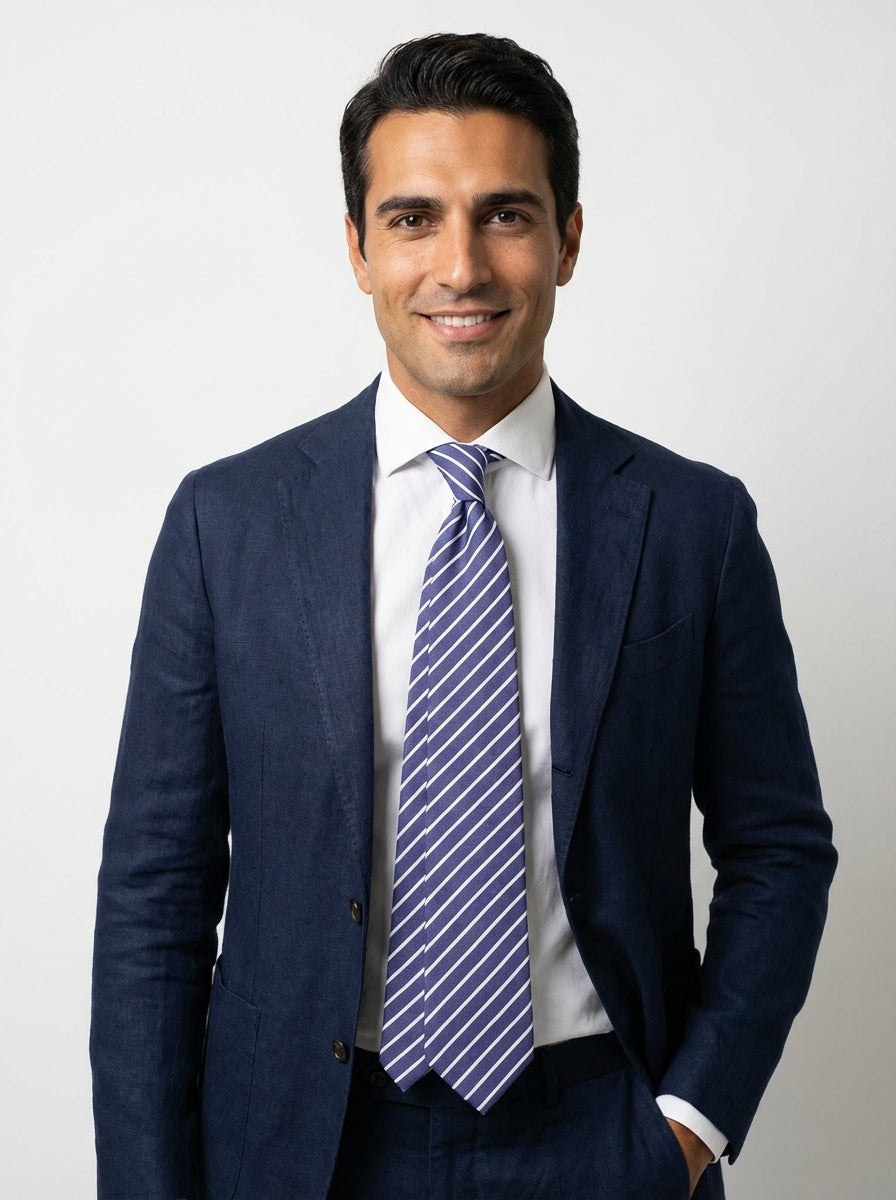 Cravatta 3 pieghe CENERE seta cotone blu