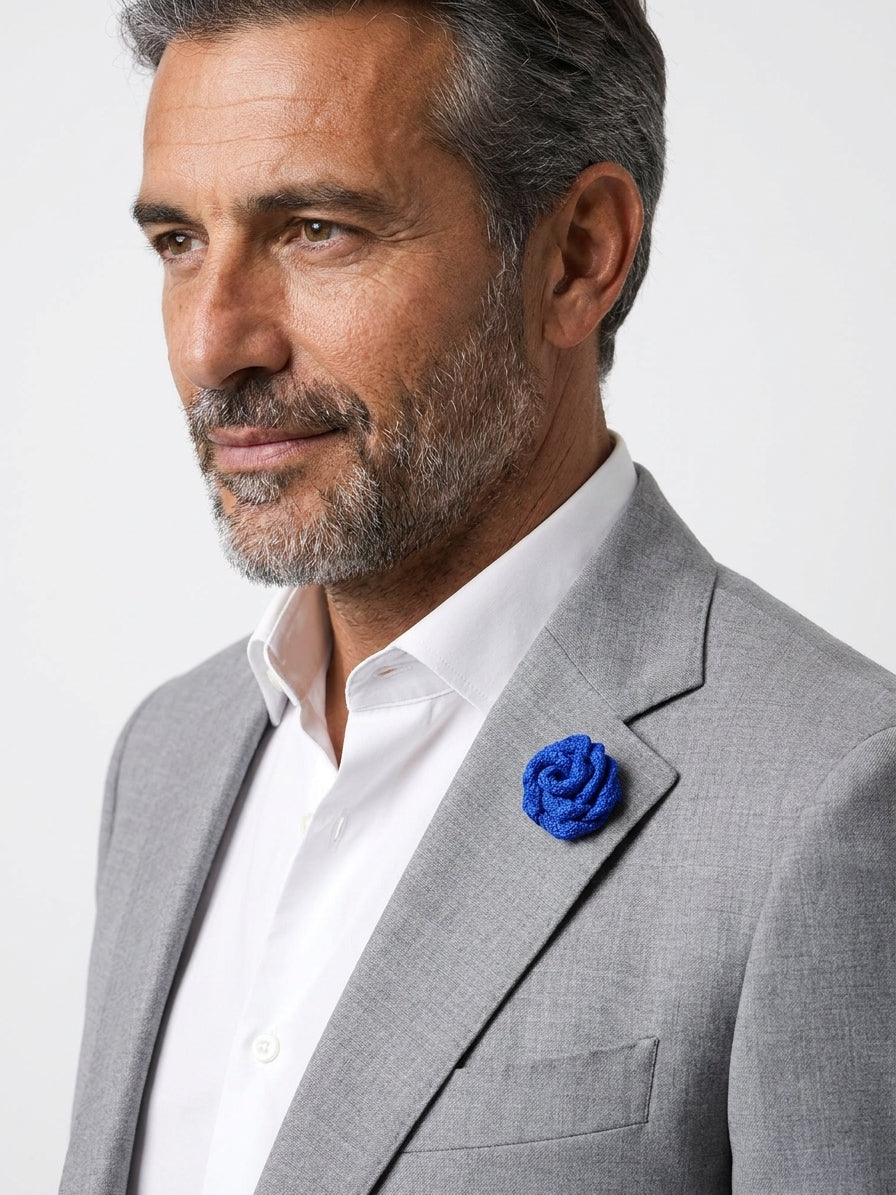 Piccolo fiore all'occhiello RUBINO Garza di seta-Blu elettrico