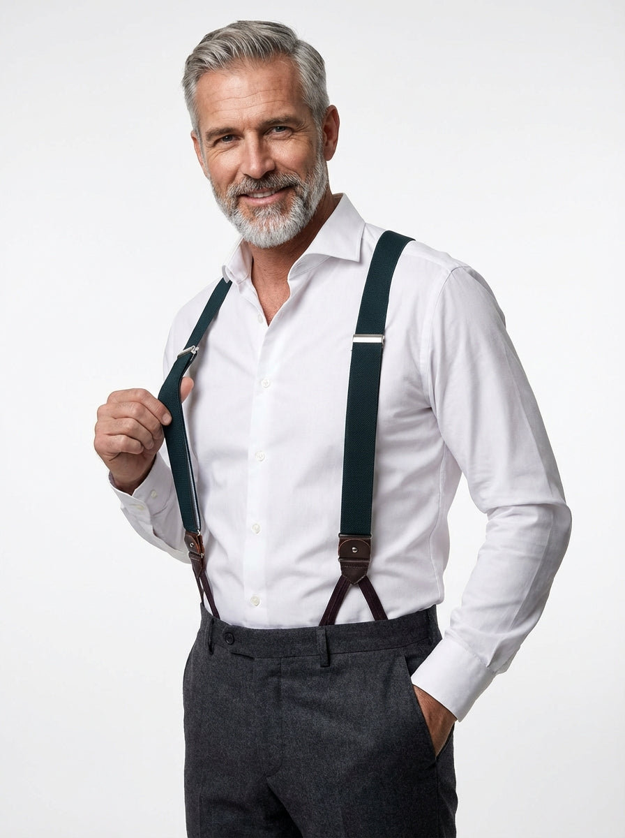 Bretella a Y in elastico con lacci e clip ELASTIC Verde Foresta