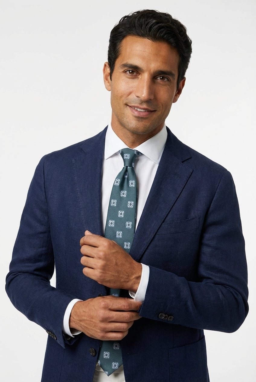 Cravatta 3 pieghe CASE in seta jacquard Verde