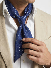 Foulard VADENA in pura seta stampata Blu/Bianco