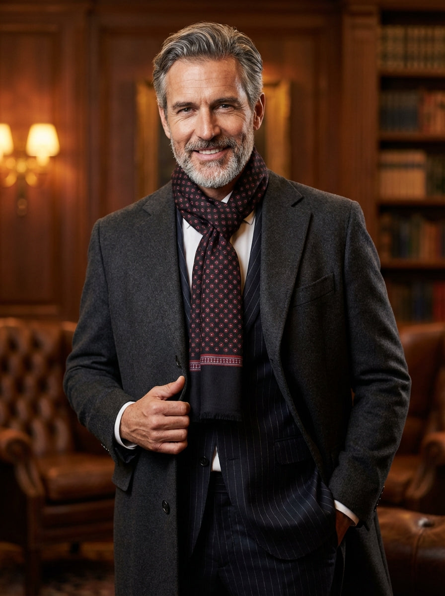 Sciarpa doppiata in seta/lana ODDA Rosso/Nero