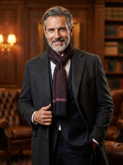 Sciarpa doppiata in seta/lana ODDA Rosso/Nero