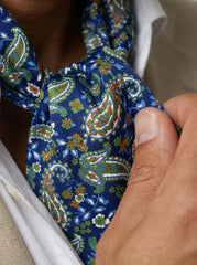 Foulard twilly blu in seta panama ABISSO