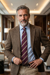 Cravatta 3 pieghe sfoderata GRANTA in pura seta shantung wine