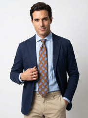 Cravatta 3 pieghe sfoderata BANE seta\lino marrone chiaro