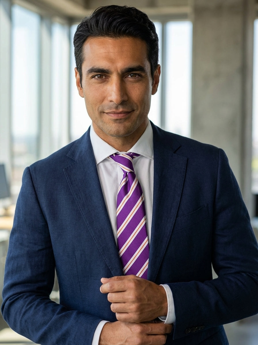 Cravatta 3 pieghe CIRCUS seta jacquard viola