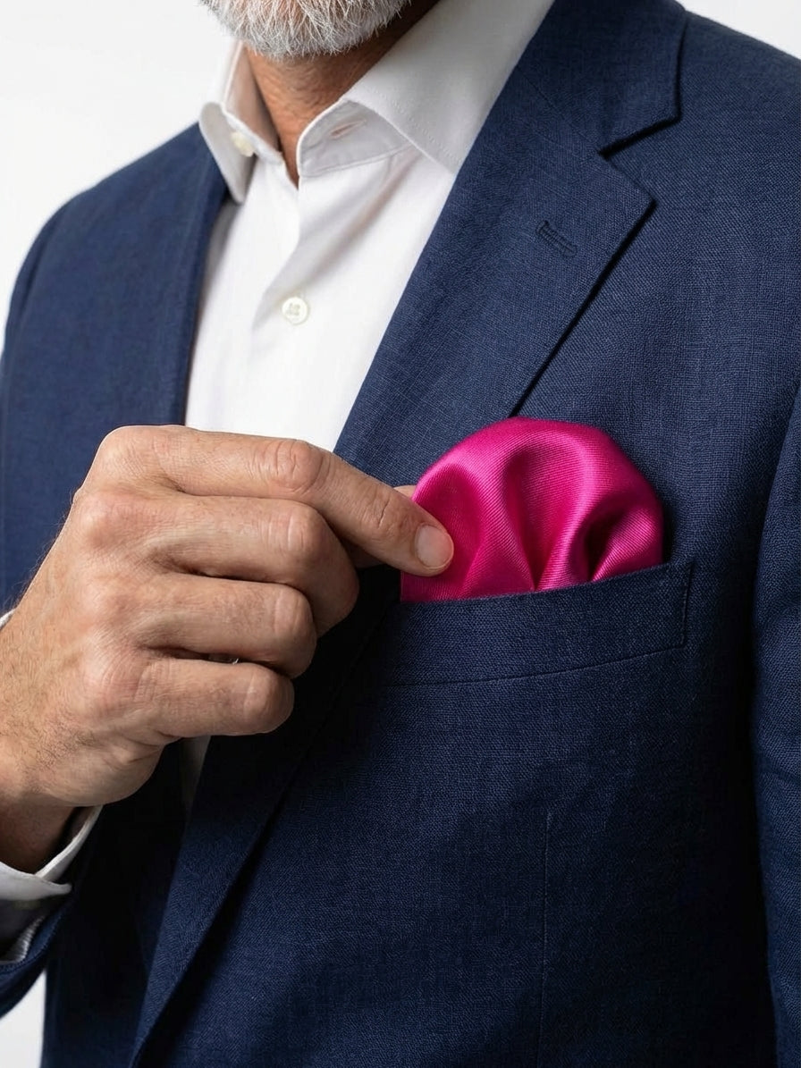 Fazzoletto da taschino AMANTEA in seta raso Fucsia