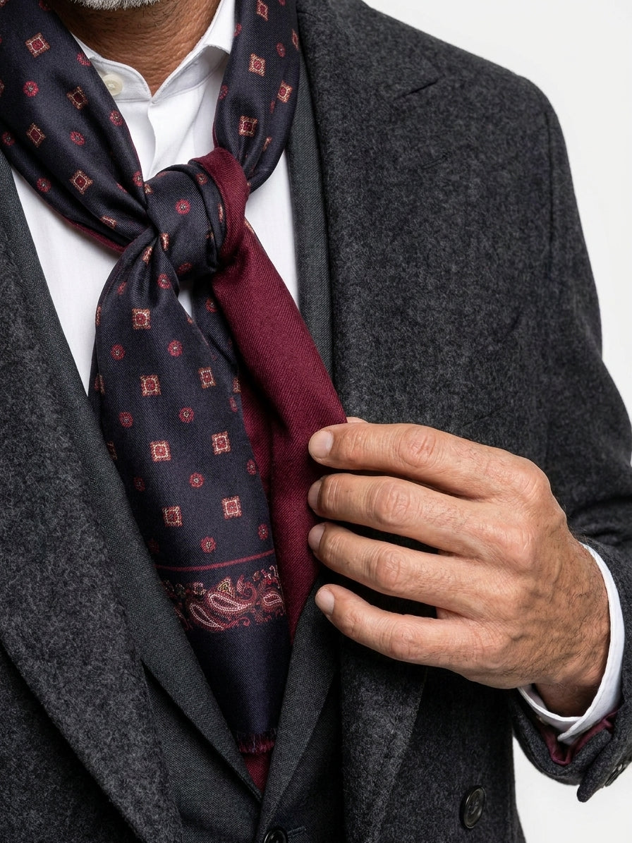Sciarpa nero doppiata in seta\lana  SPORTY