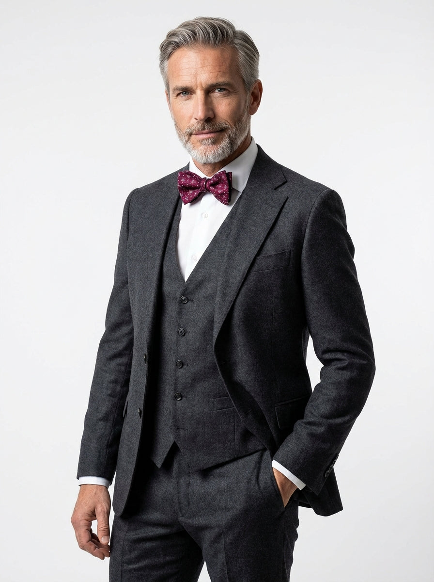 Papillon da annodare SIMONE in seta inglese stampata vinaccia