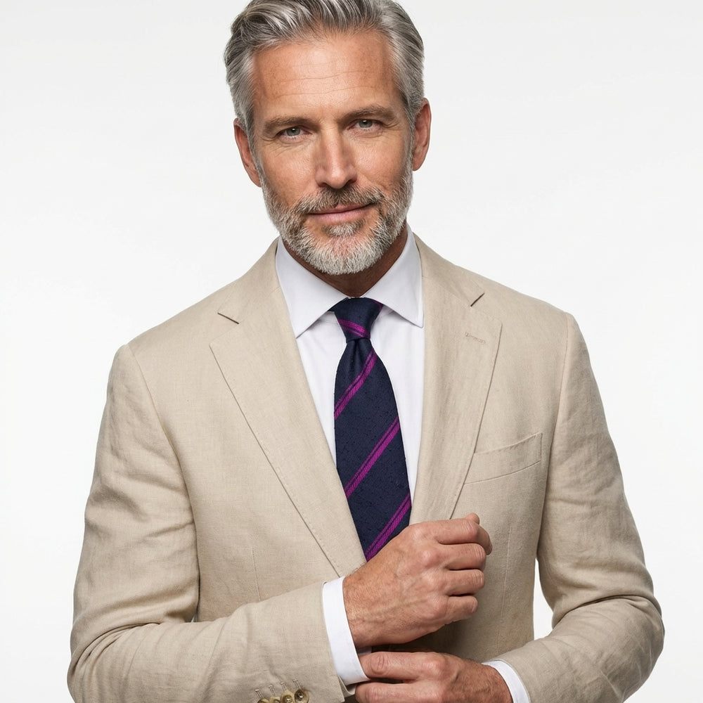 Cravatta 3 Pieghe BIRTO Seta shantung Blu Scuro