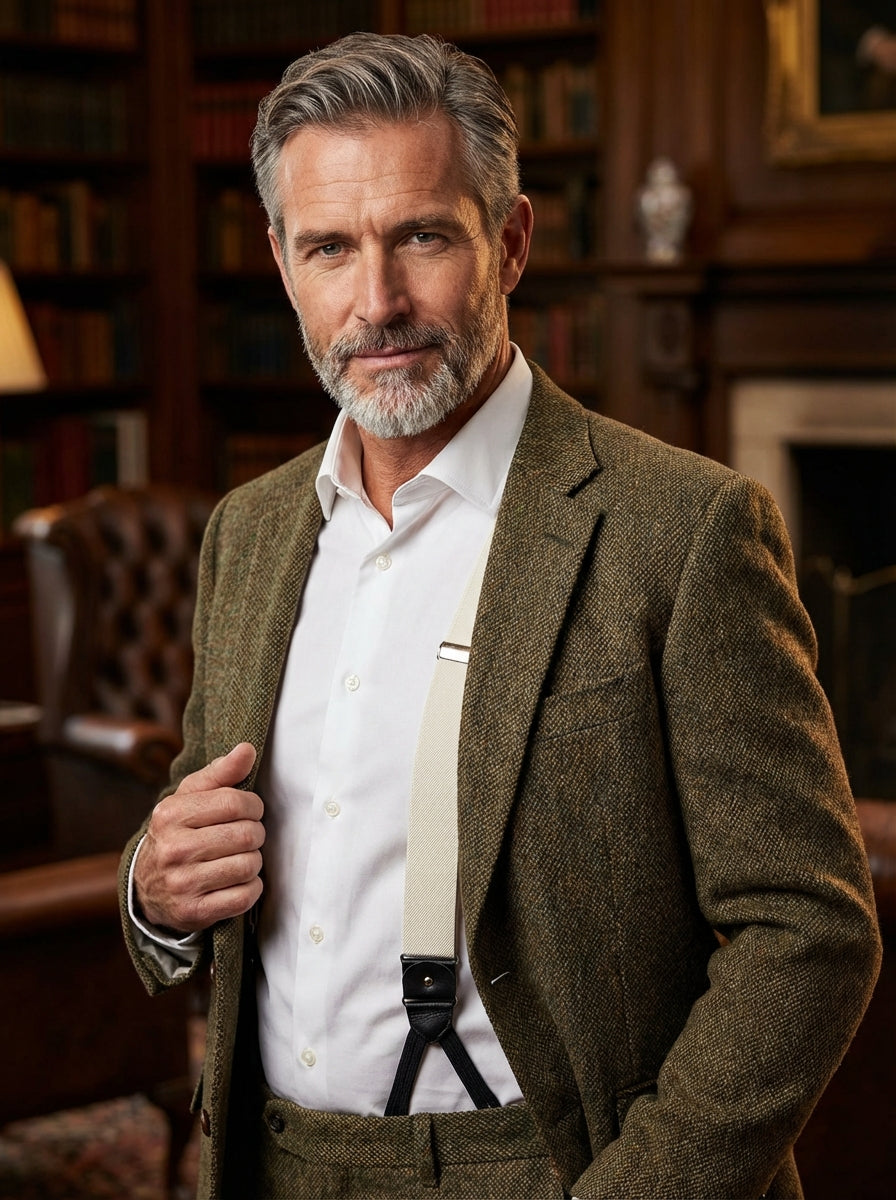 Bretella a Y in elastico bianco con lacci in tessuto e clip ELASTIC