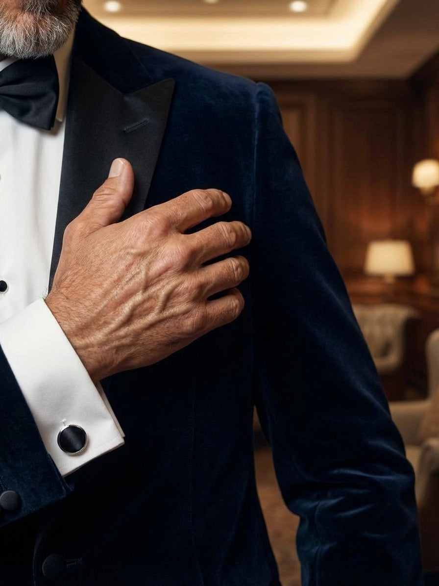 Gemelli da polso in pura seta raso NERO