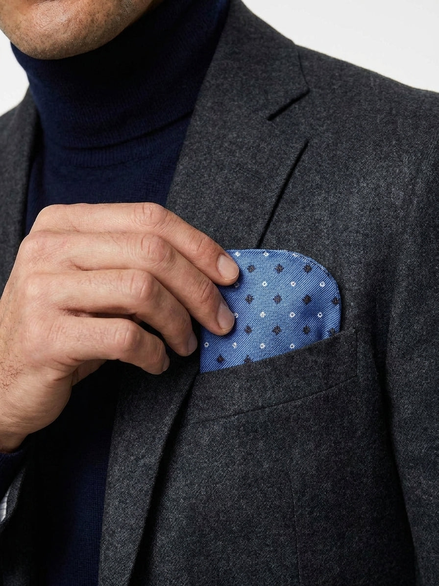 Portaocchiali celeste in seta jacquard LORENO