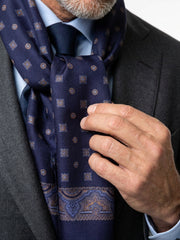 Sciarpa blu navy doppiata in seta\Modal ROBERT