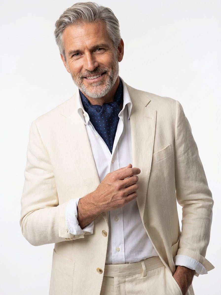 Ascot uomo in pura seta VADENA Blu