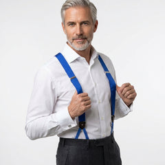 Bretella a Y in 100% seta inglese con lacci e clip DACCA Blu Elettrico