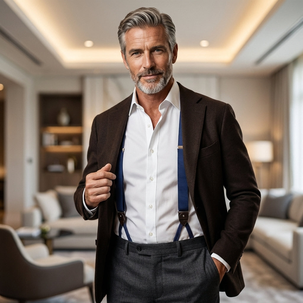 Bretella 100% seta inglese con lacci in tessuto e clip DACCA Blu