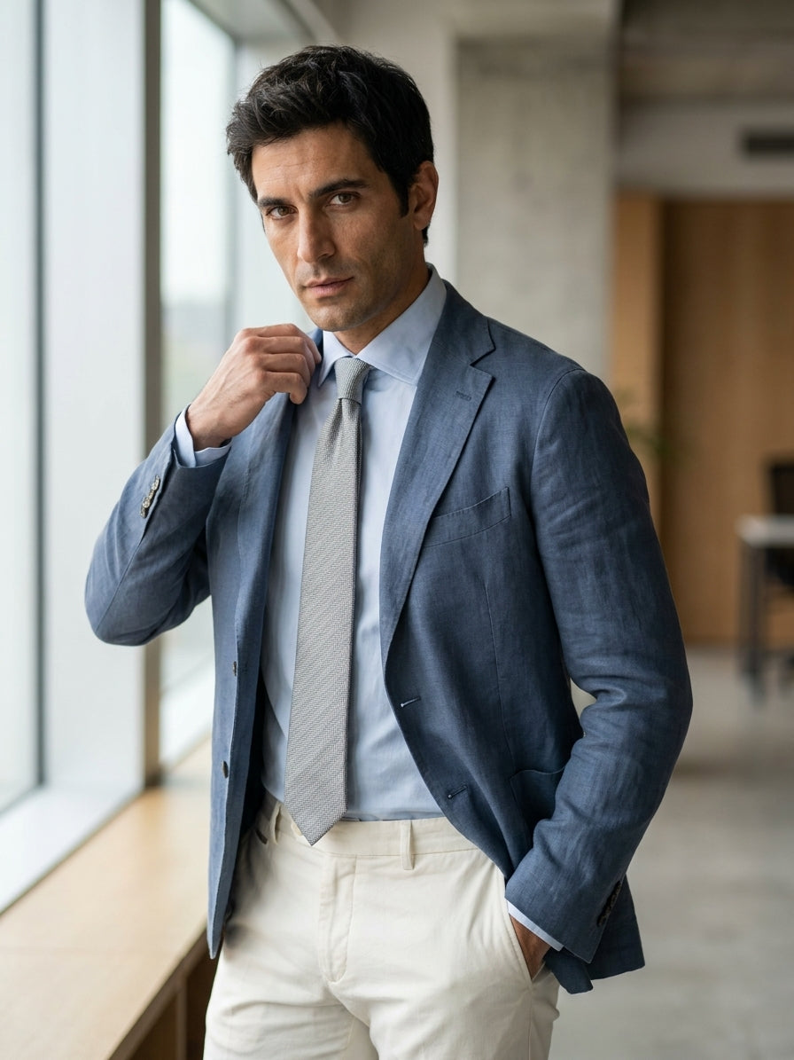 Cravatta 3 pieghe grigio in seta jacquard SAGLIETTA