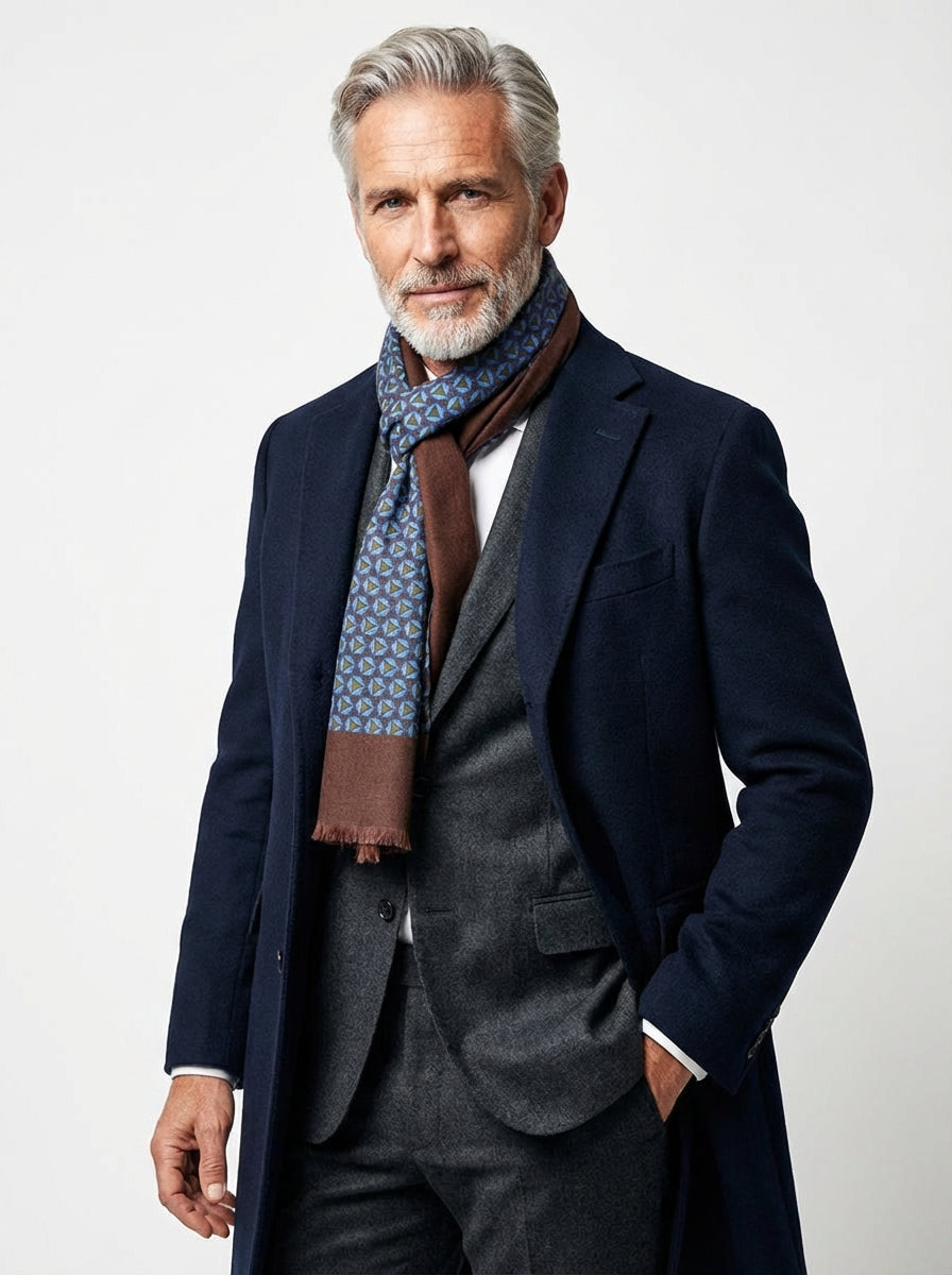 Sciarpa doppiata in lana yak celeste TRIANGOLO