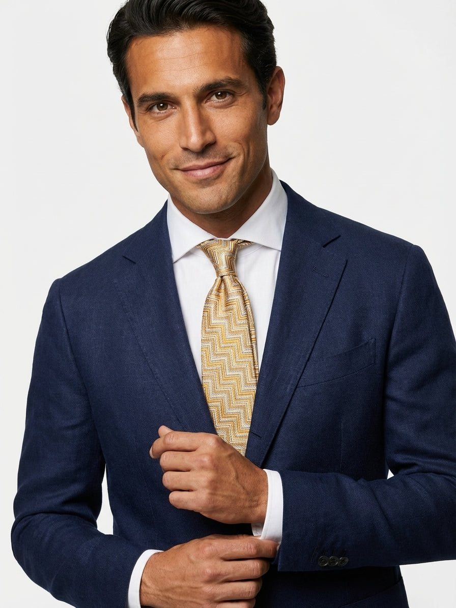 Cravatta 3 pieghe THUNDER seta tessuta giallo