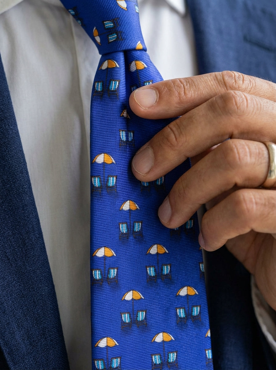 Cravatta 3 pieghe LAMPO seta twill blu elettrico