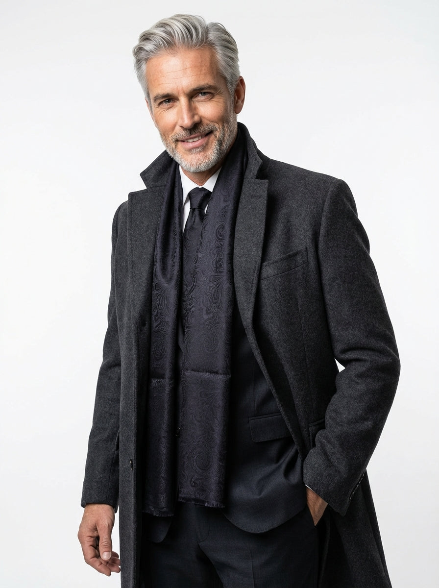 Sciarpa in pura seta stampata PEYTON Nero