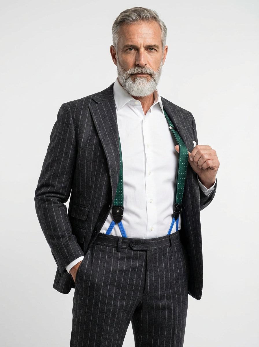 Bretella ibrida con clip e lacci in seta stampata inglese GIORGY Verde