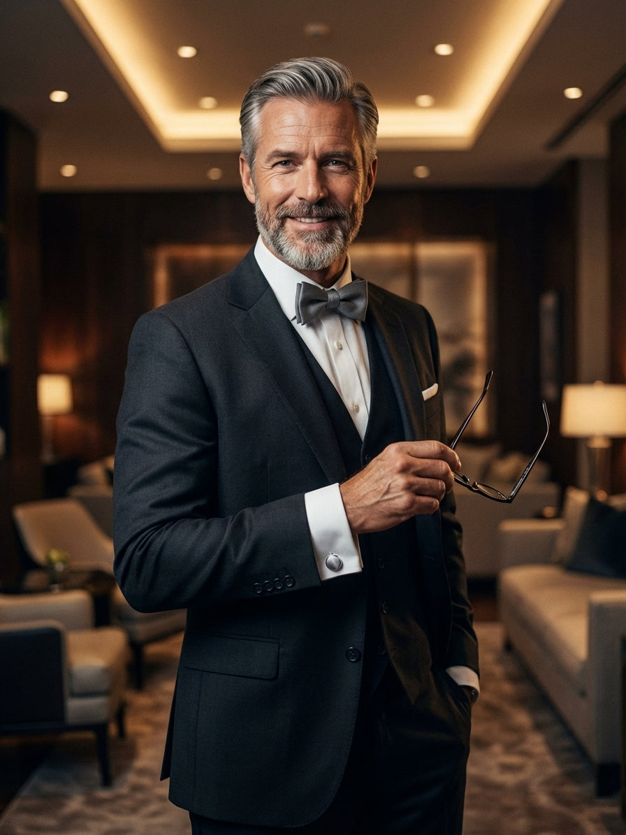 Gemelli da polso in pura seta raso GRIGIO