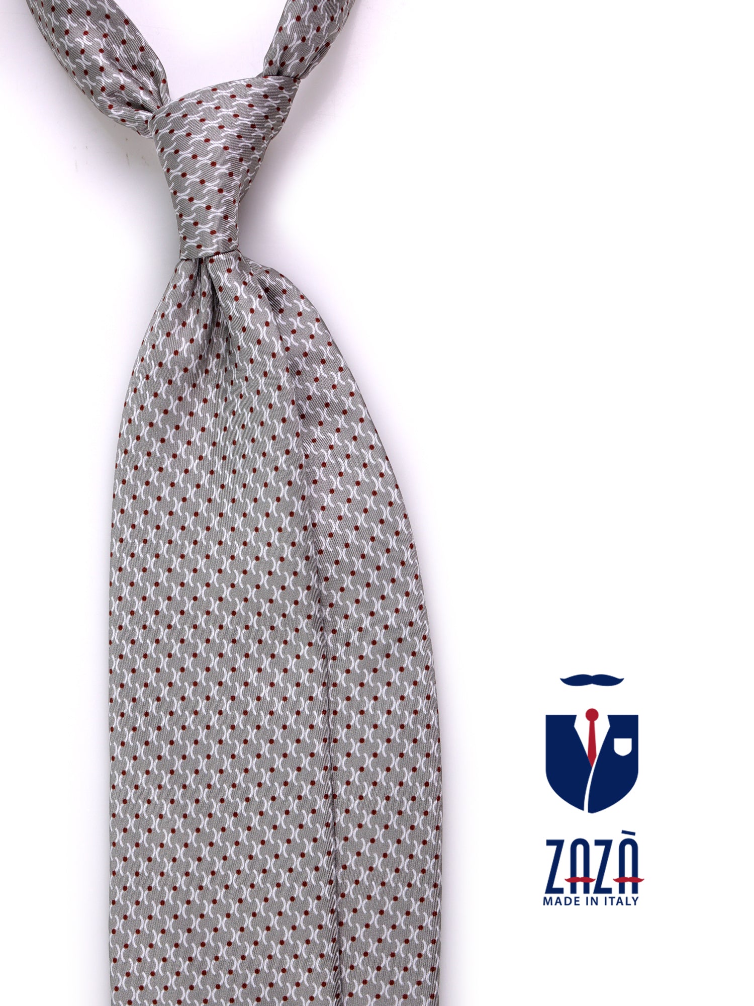 Cravatta 3 pieghe WANDA seta stampata grigio