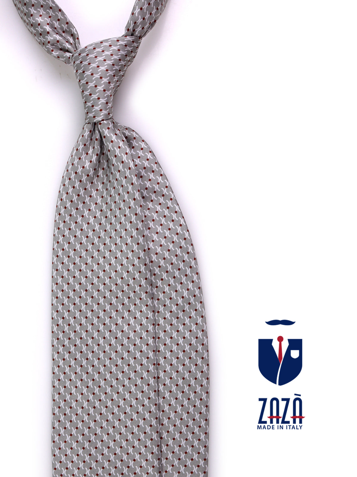 Cravatta 3 pieghe WANDA seta stampata grigio