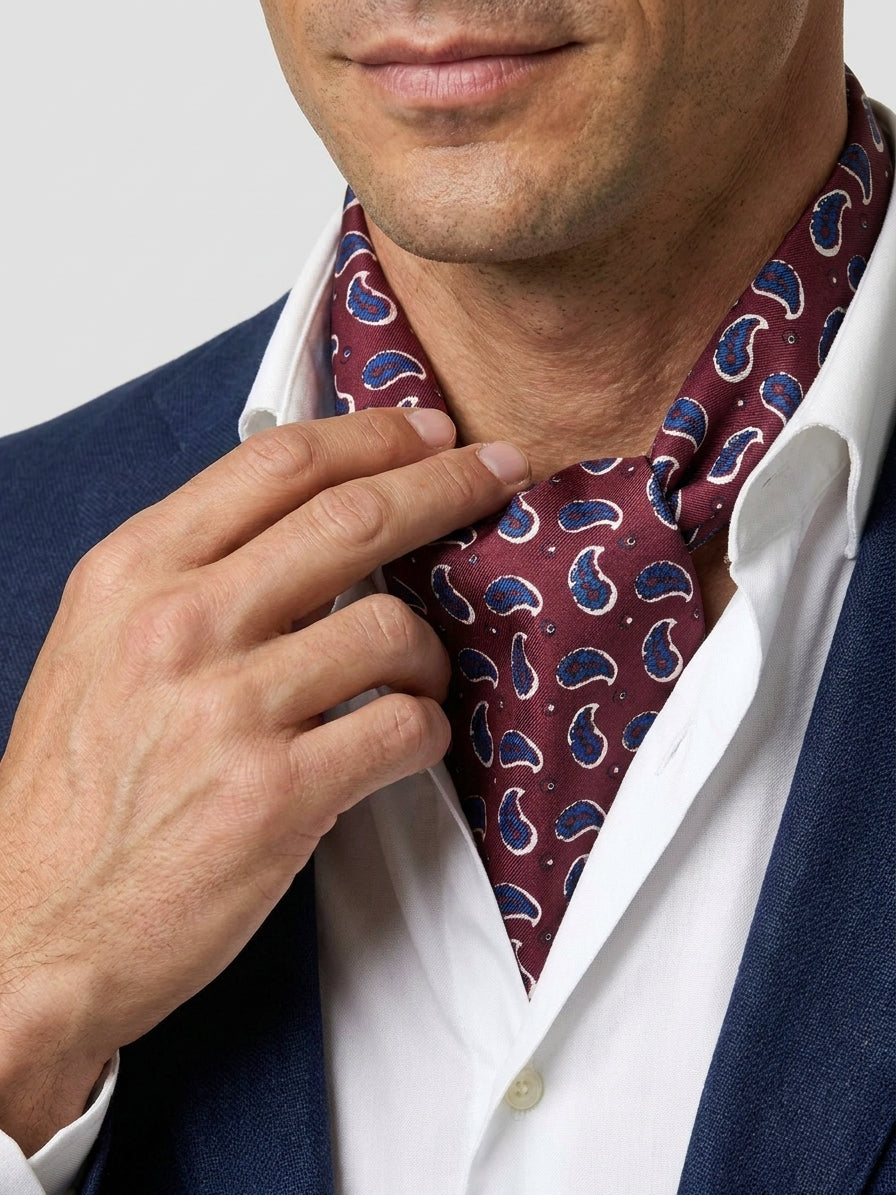 Twilly bordeaux in seta stampata inglese FRANGY