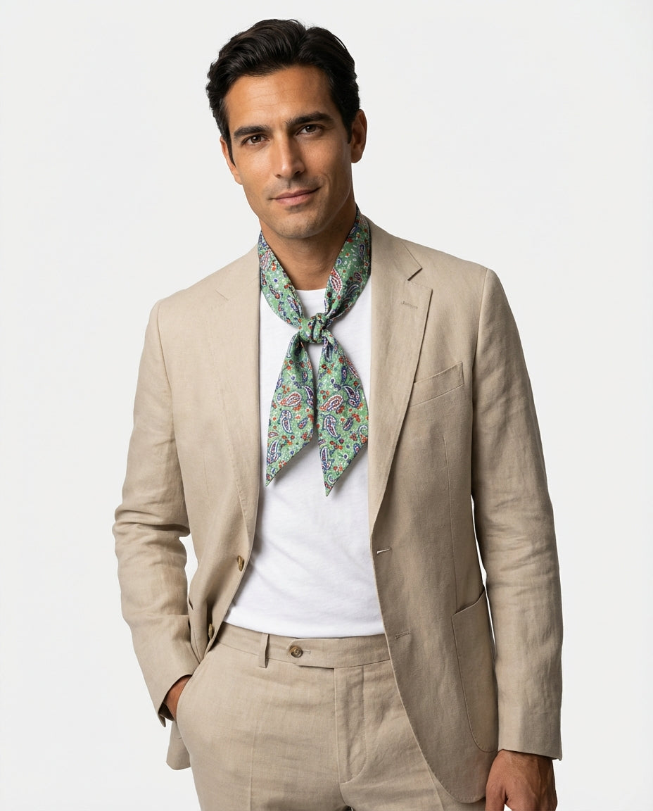 Foulard twilly verde chiaro in seta panama ABISSO