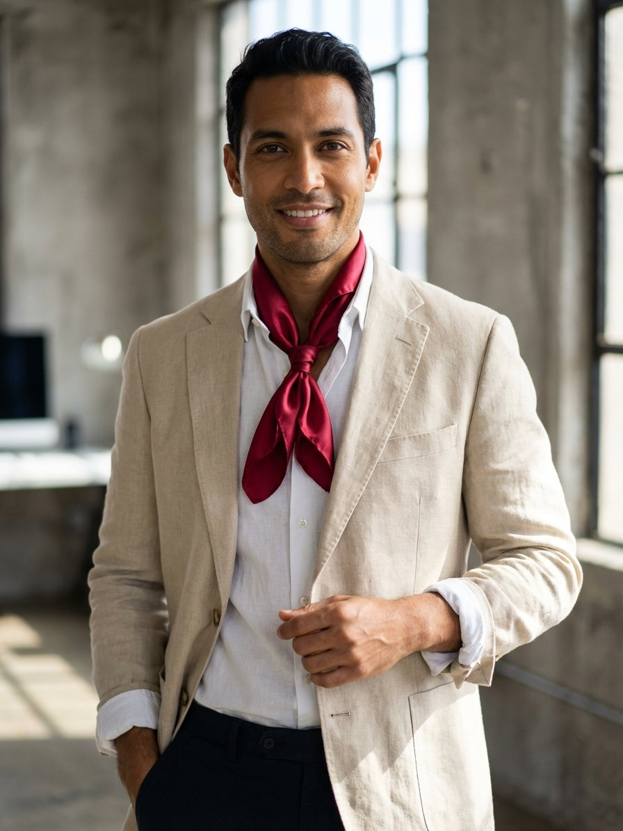 Foulard 100% seta stampata CALISTA  Rosso Scuro