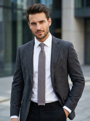 Cravatta a maglia di seta grigia MACCA