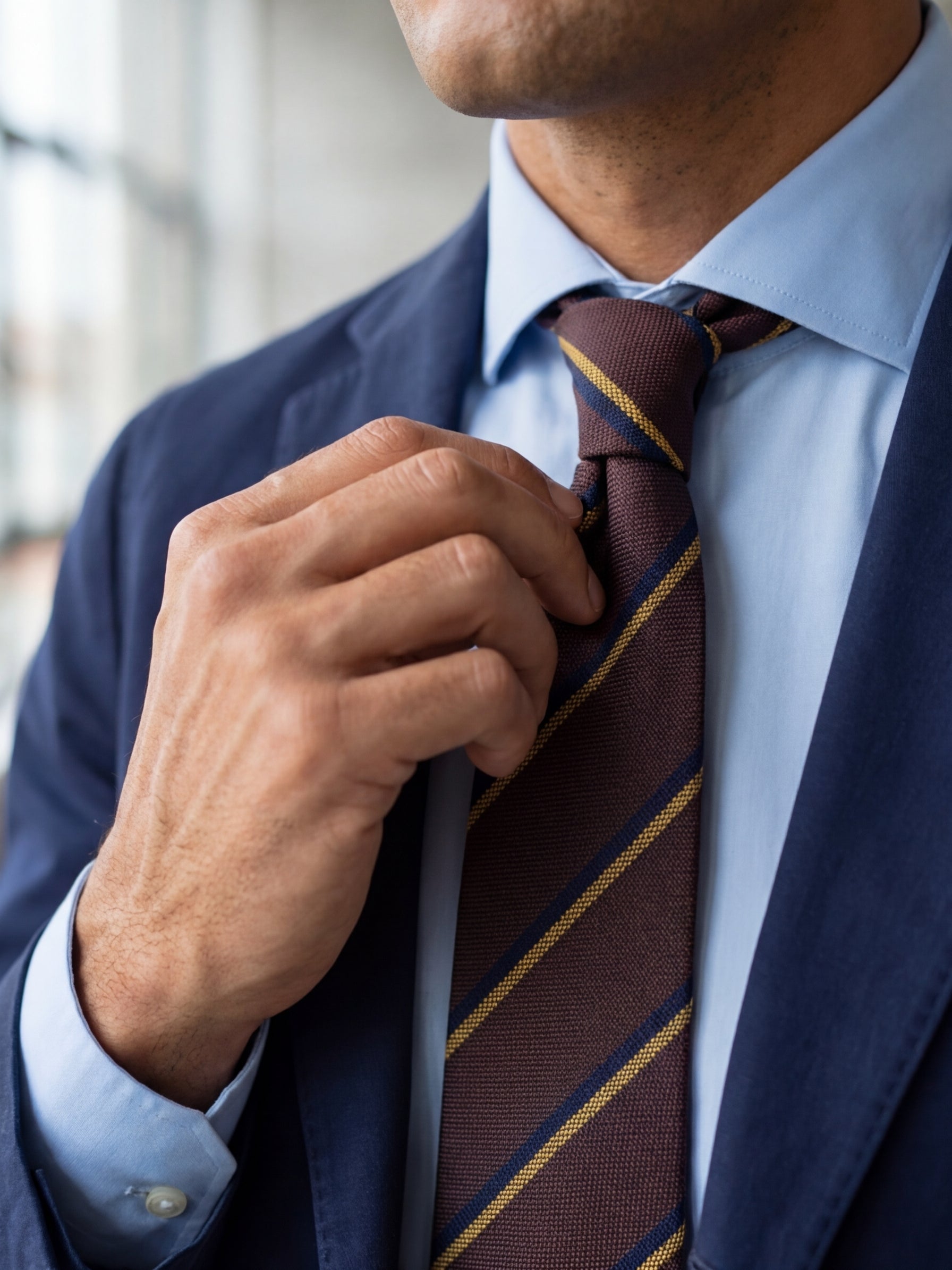 Cravatta 3 pieghe KENT in seta jacquard marrone