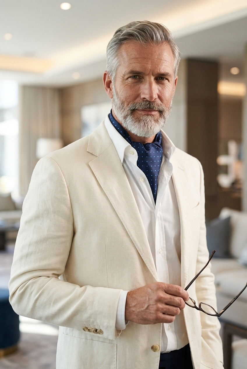 Ascot uomo in pura seta VADENA Blu